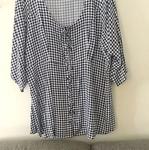 Torrid blue plaid lace up top